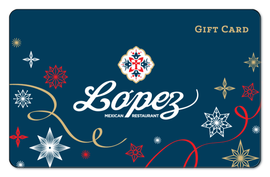 lopex logo on a blue background with snowflakes and ribbons