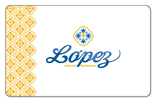 Lopez Logo over white background with yellow border on left